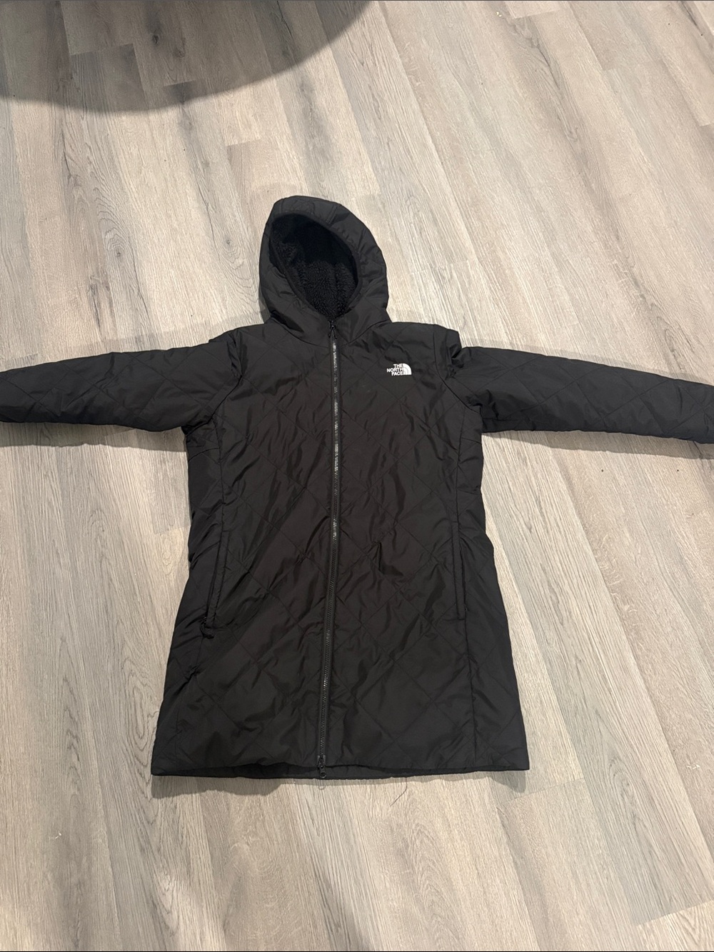 The North Face Women's Black Quilted Long Hooded Puffer Coat